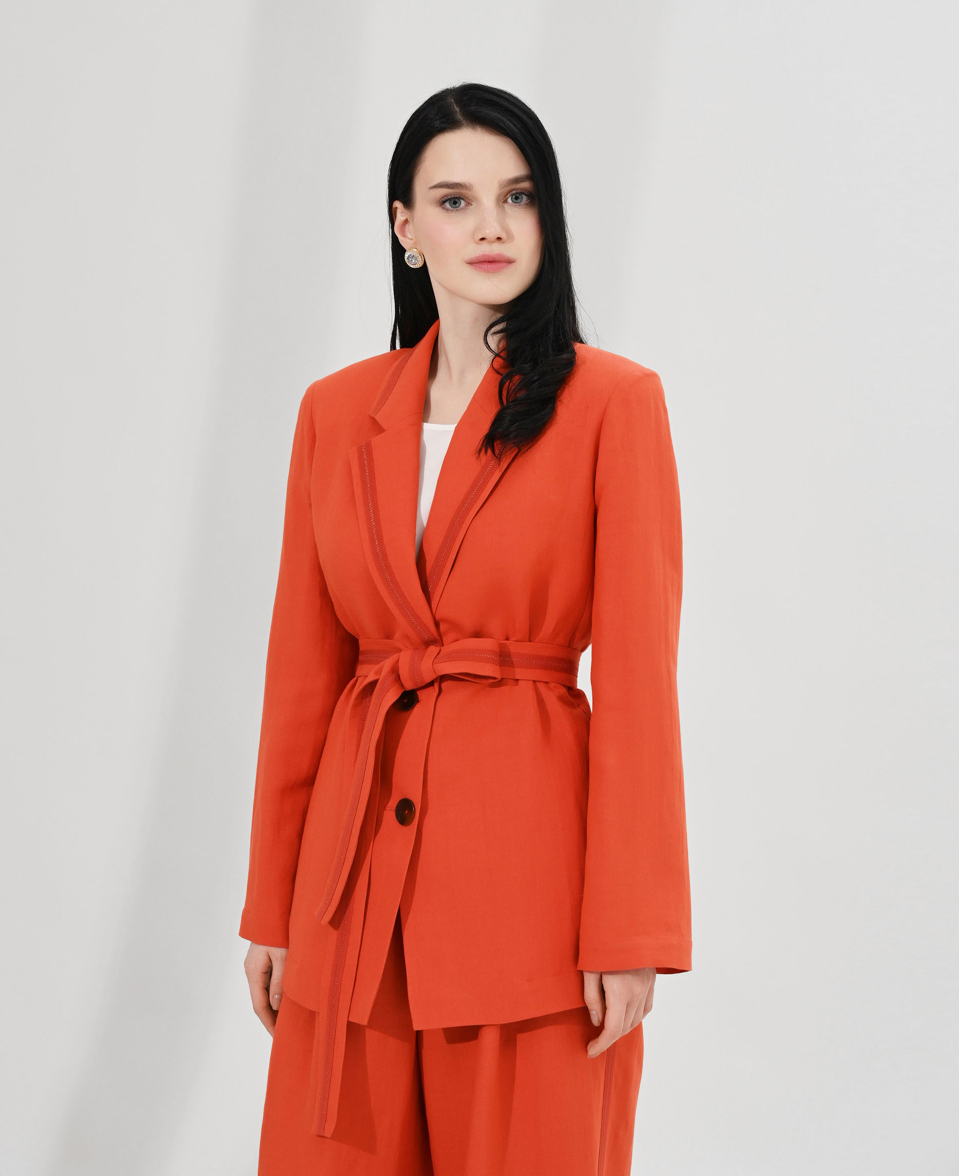 Легкий пиджак с поясом Цвет Оранжевый