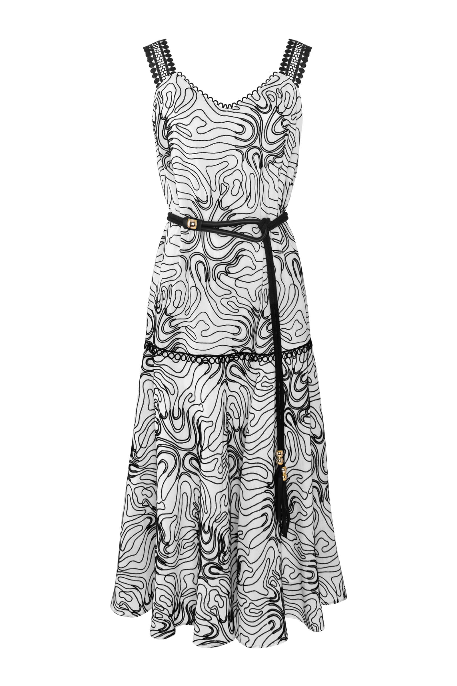 Платье миди с абстрактным принтом Цвет Черно-белый