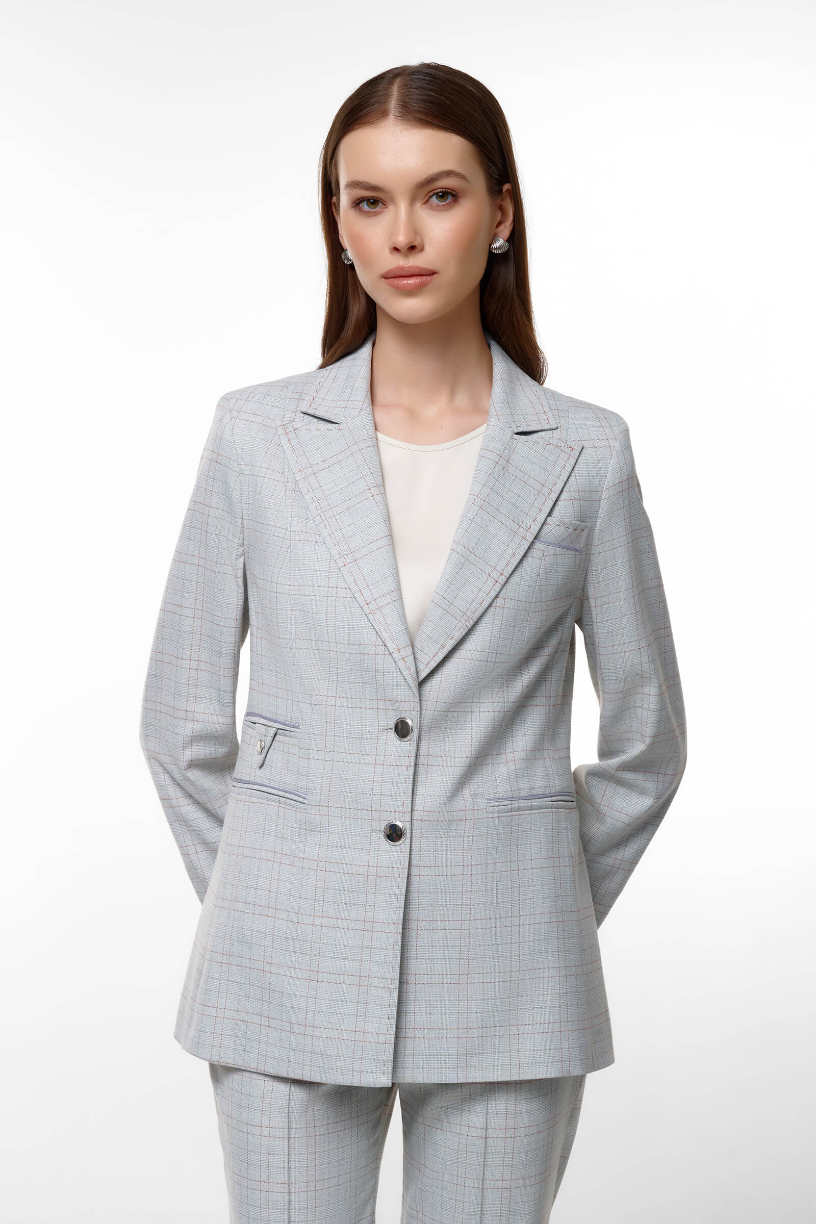 Жакет с отложным воротником Цвет Серый