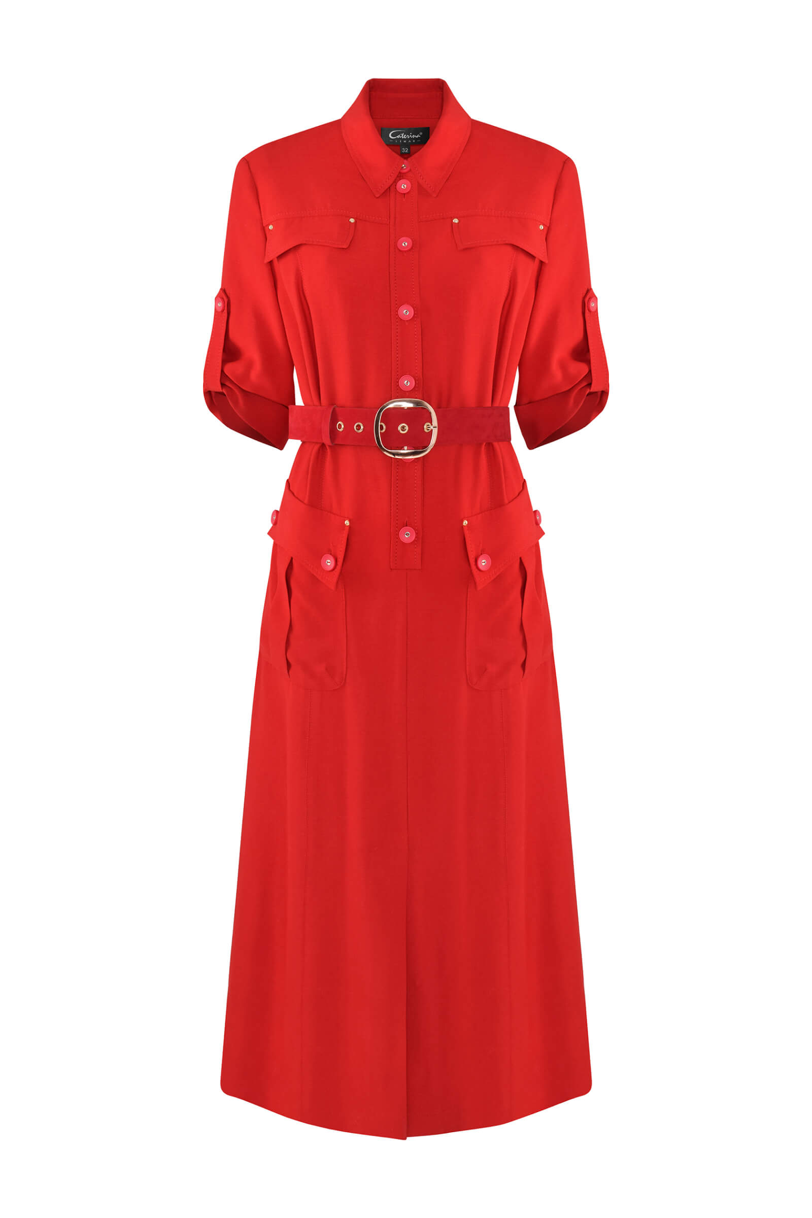 Платье миди с карманами Цвет Красный