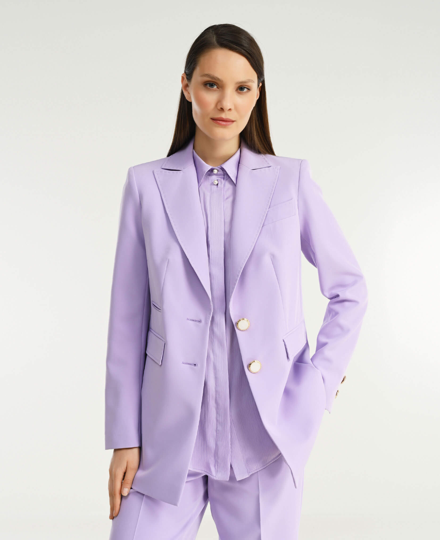 Однобортный пиджак с карманами Цвет Фиолетовый