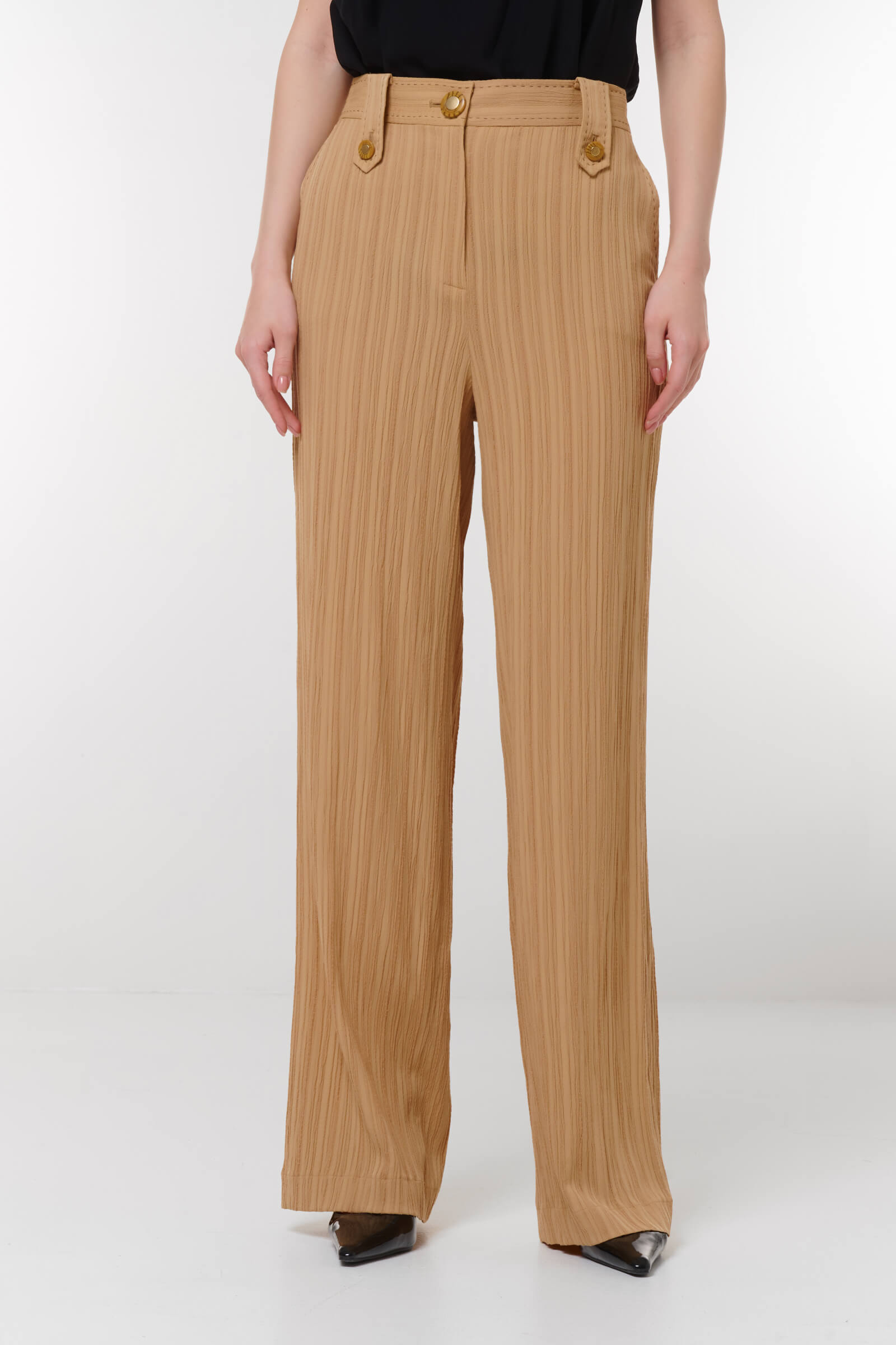 Брюки из фактурного материала Цвет Бежевый
