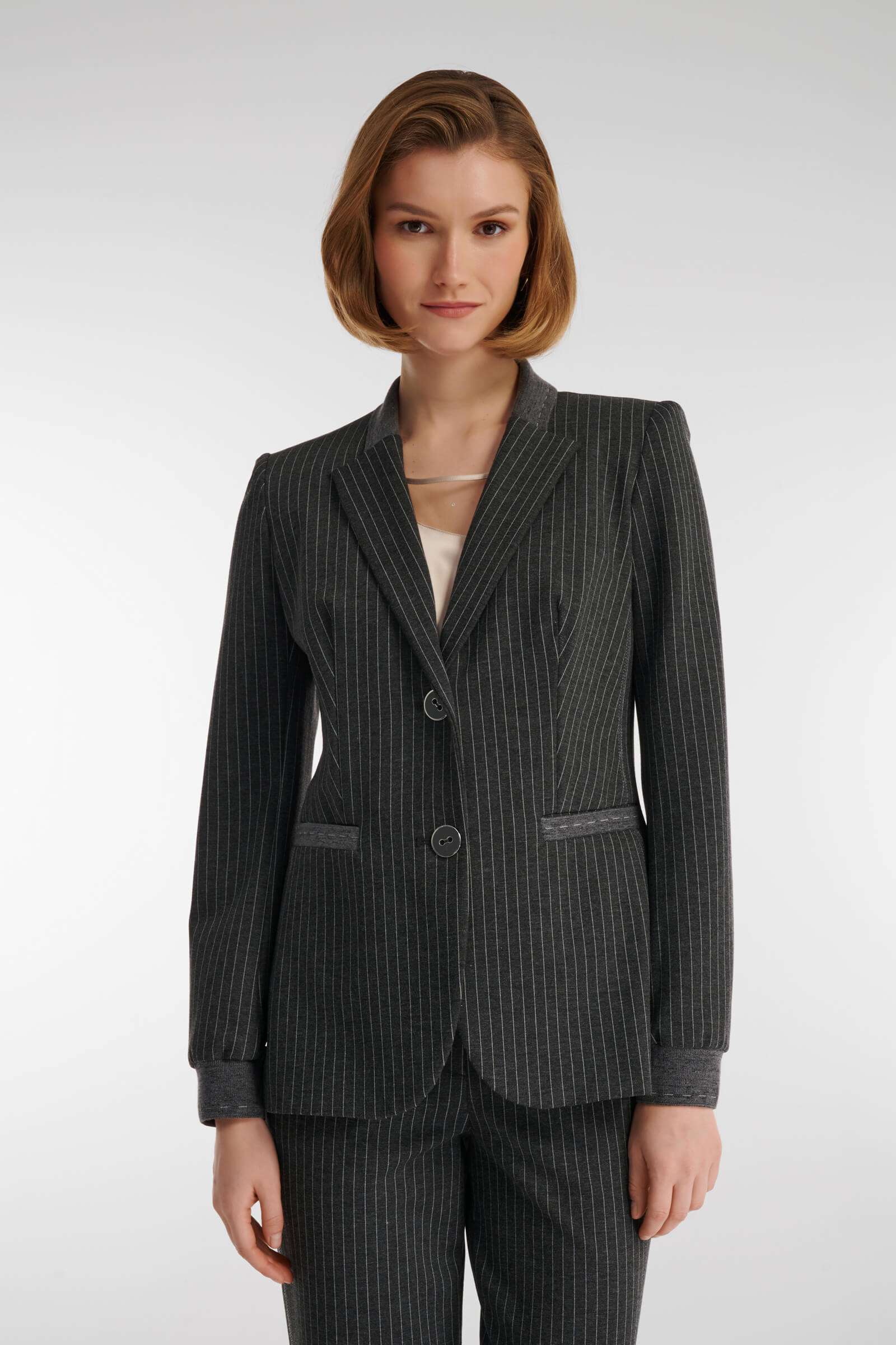 Жакет в полоску из смесовой вискозы Цвет Серый