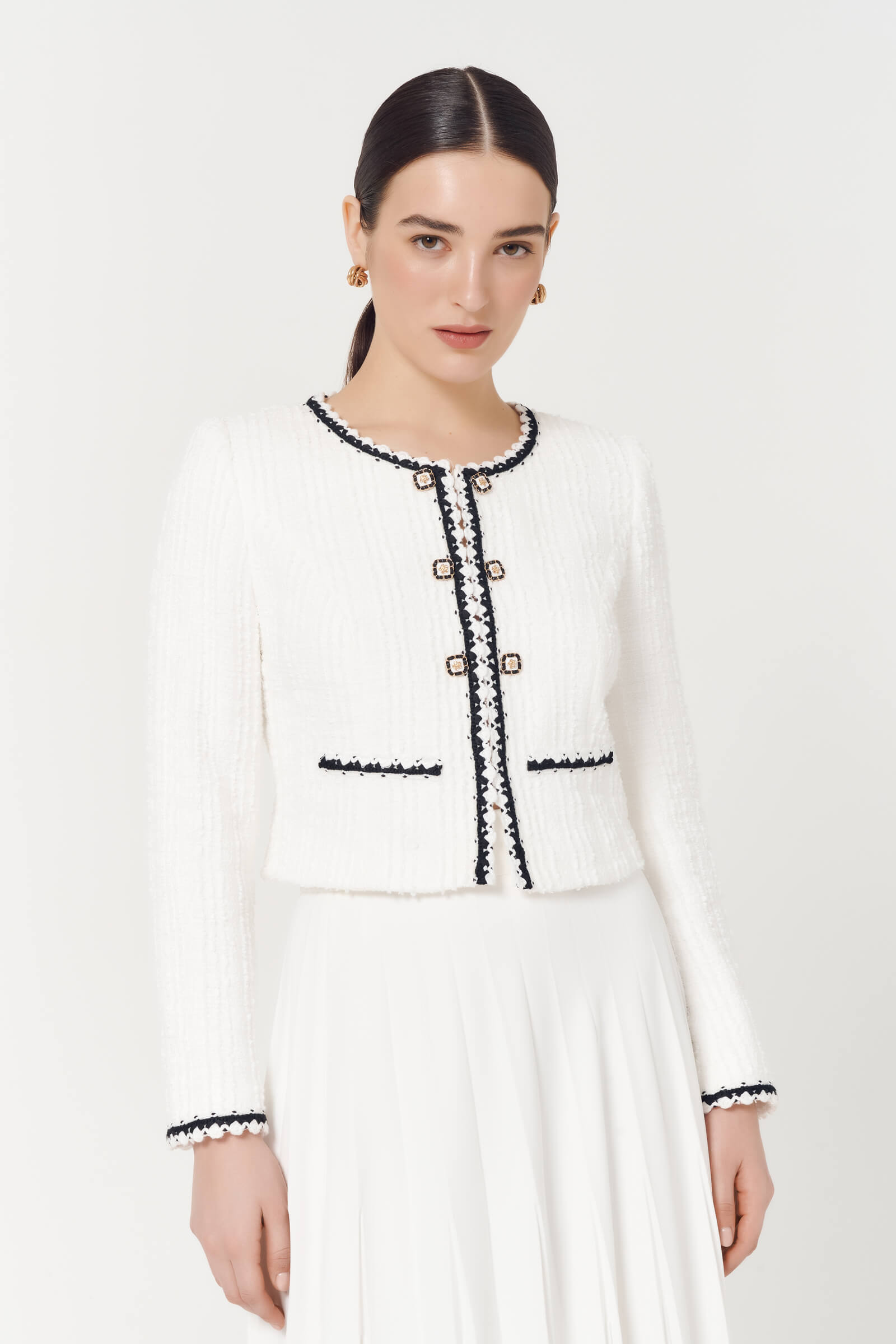 Жакет с контрастной отделкой Цвет Белый