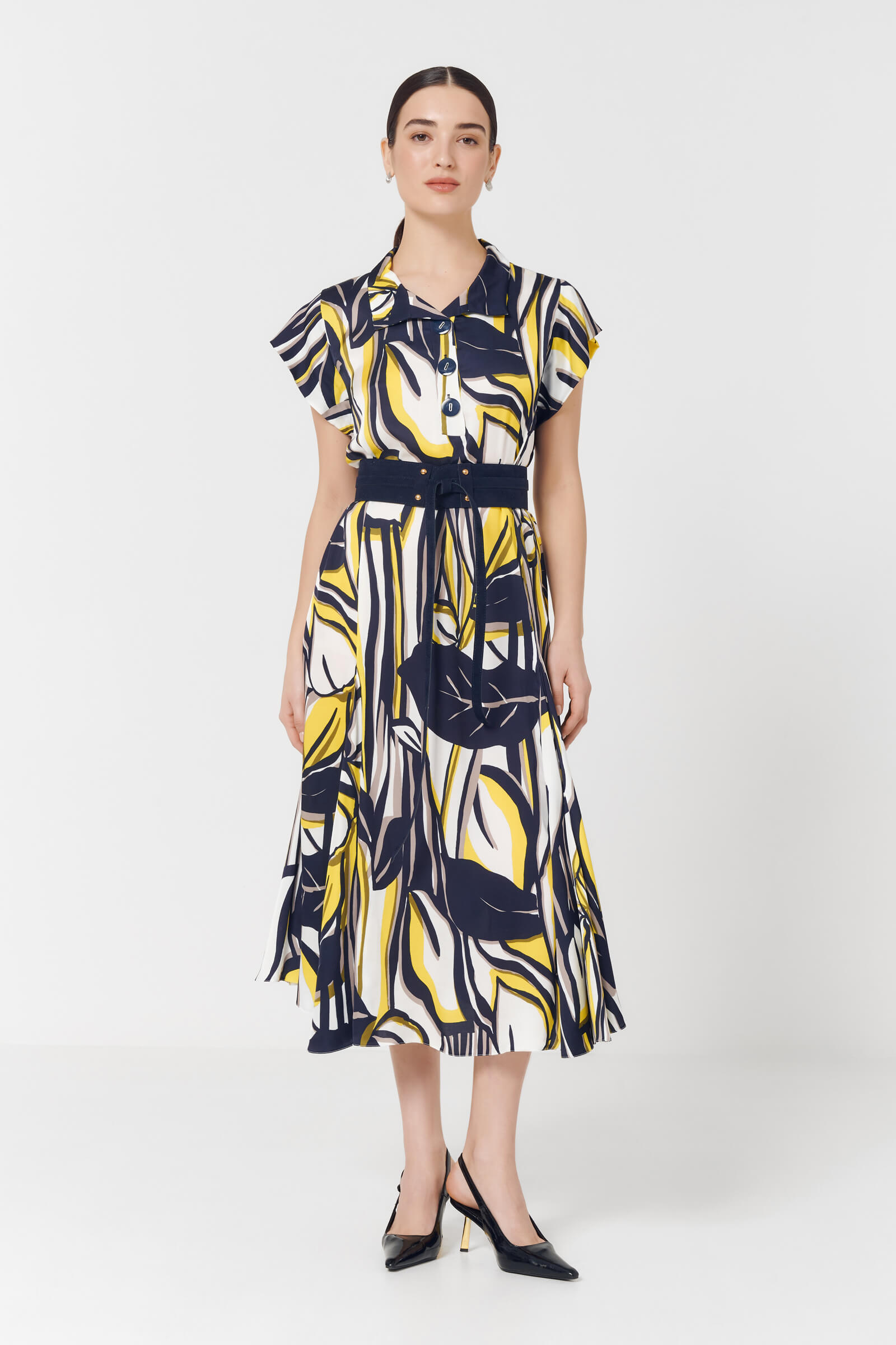 Платье с абстрактным принтом Цвет Мультиколор