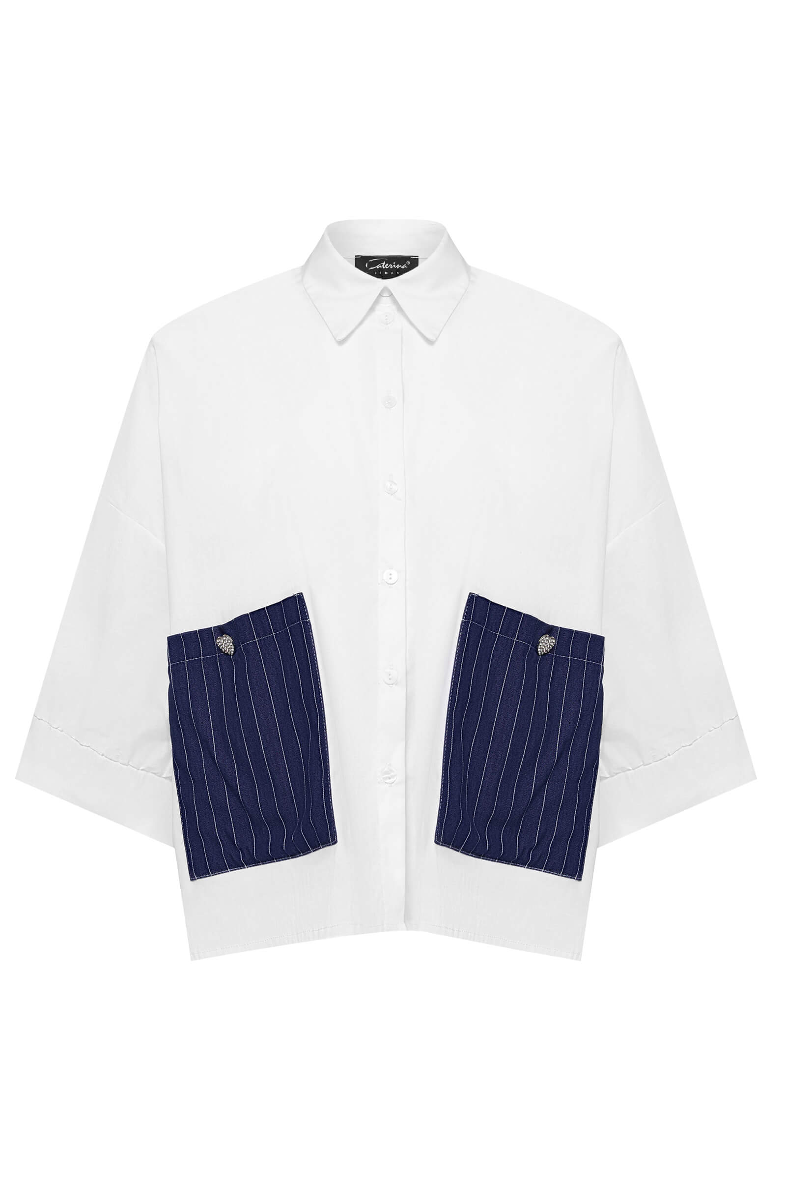 Блузка с обьемными карманами Цвет Белый