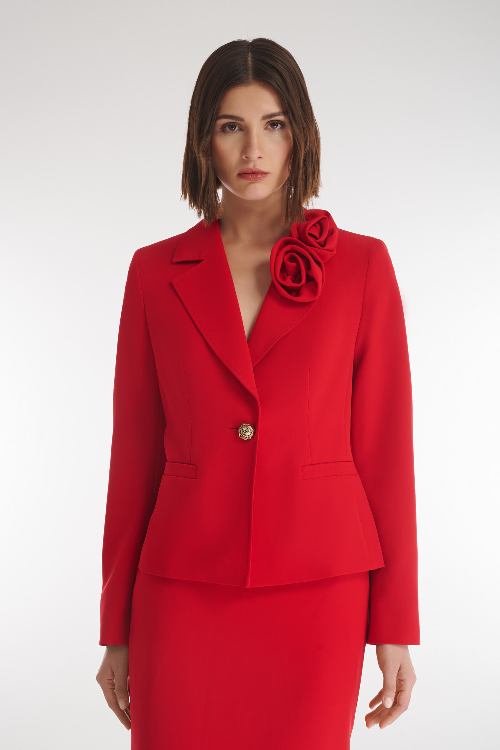 Жакет с объемным цветочным декором Цвет Красный