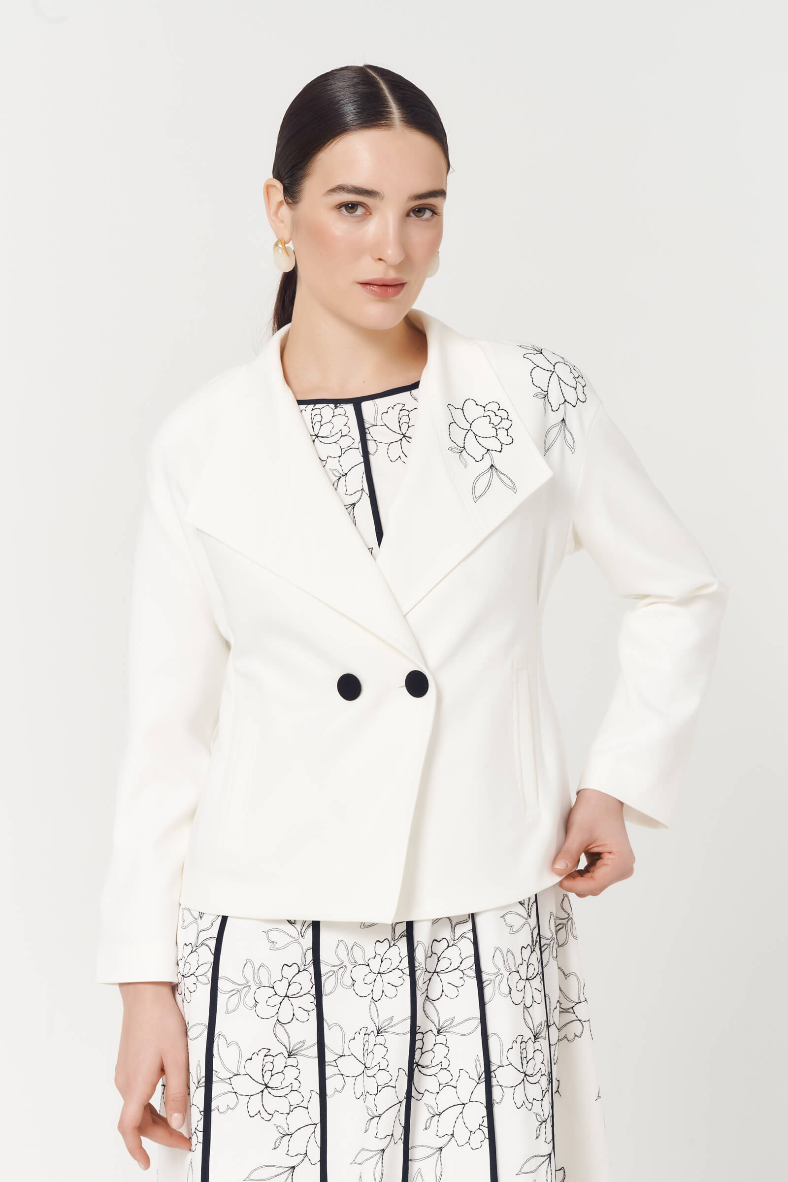 Жакет с цветочным узором Цвет Белый