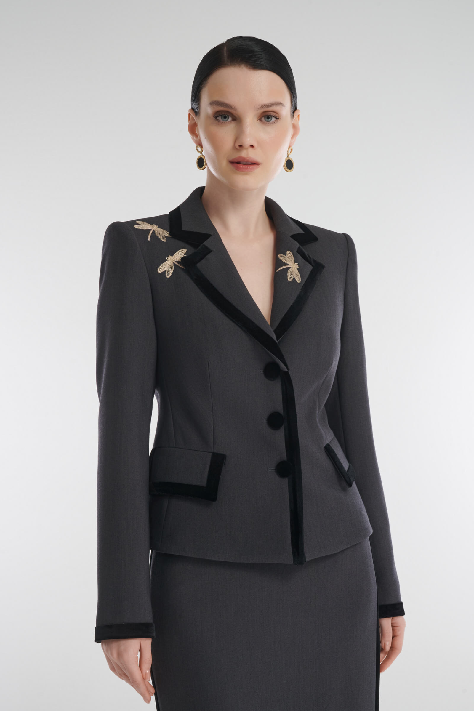 Жакет с вышивкой Цвет Серый