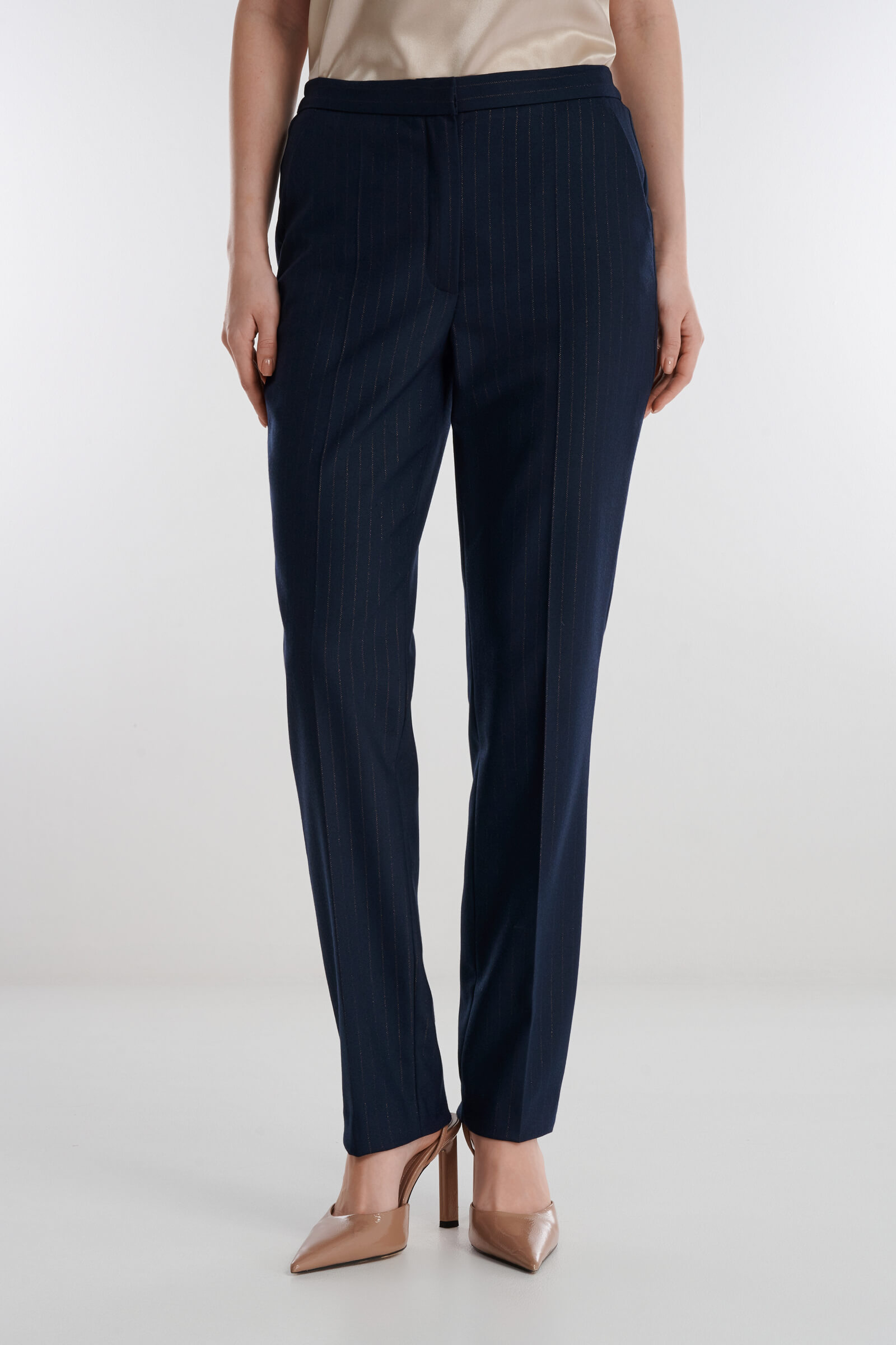 Брюки в полоску с люрексом Цвет Синий