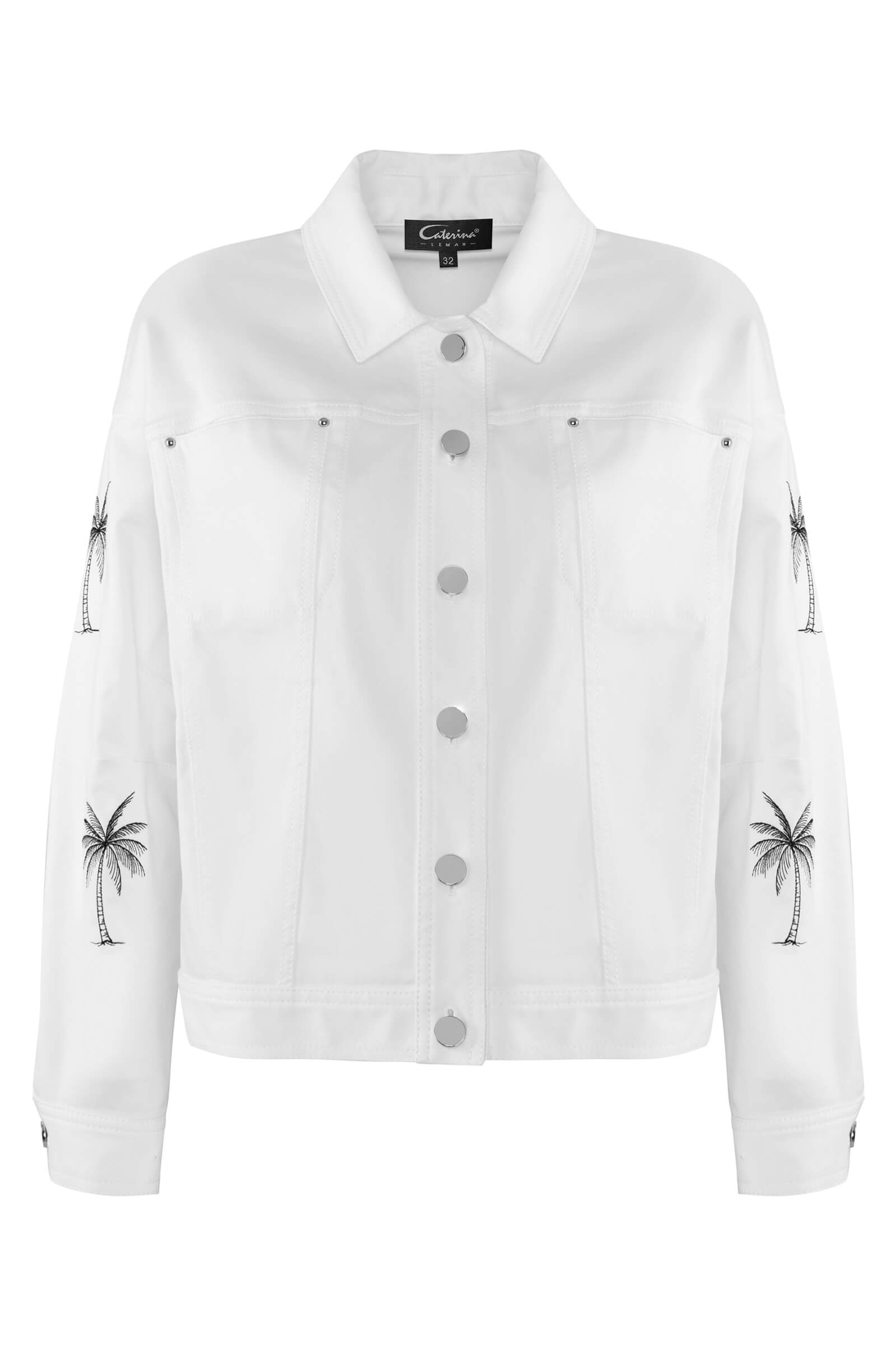 Куртка из денима с контрастной строчкой Цвет Белый