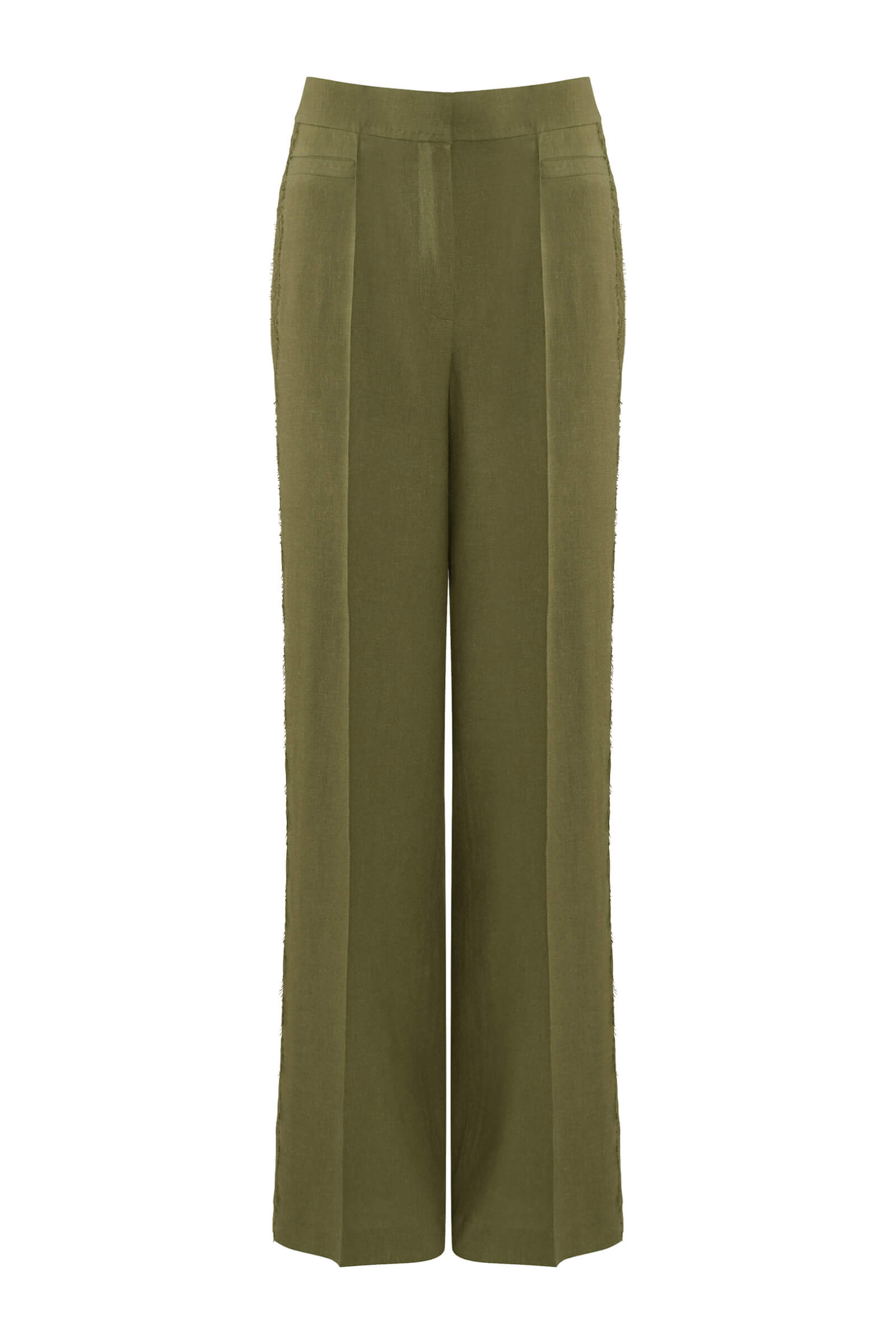 Брюки из вискозы и льна Цвет Зеленый