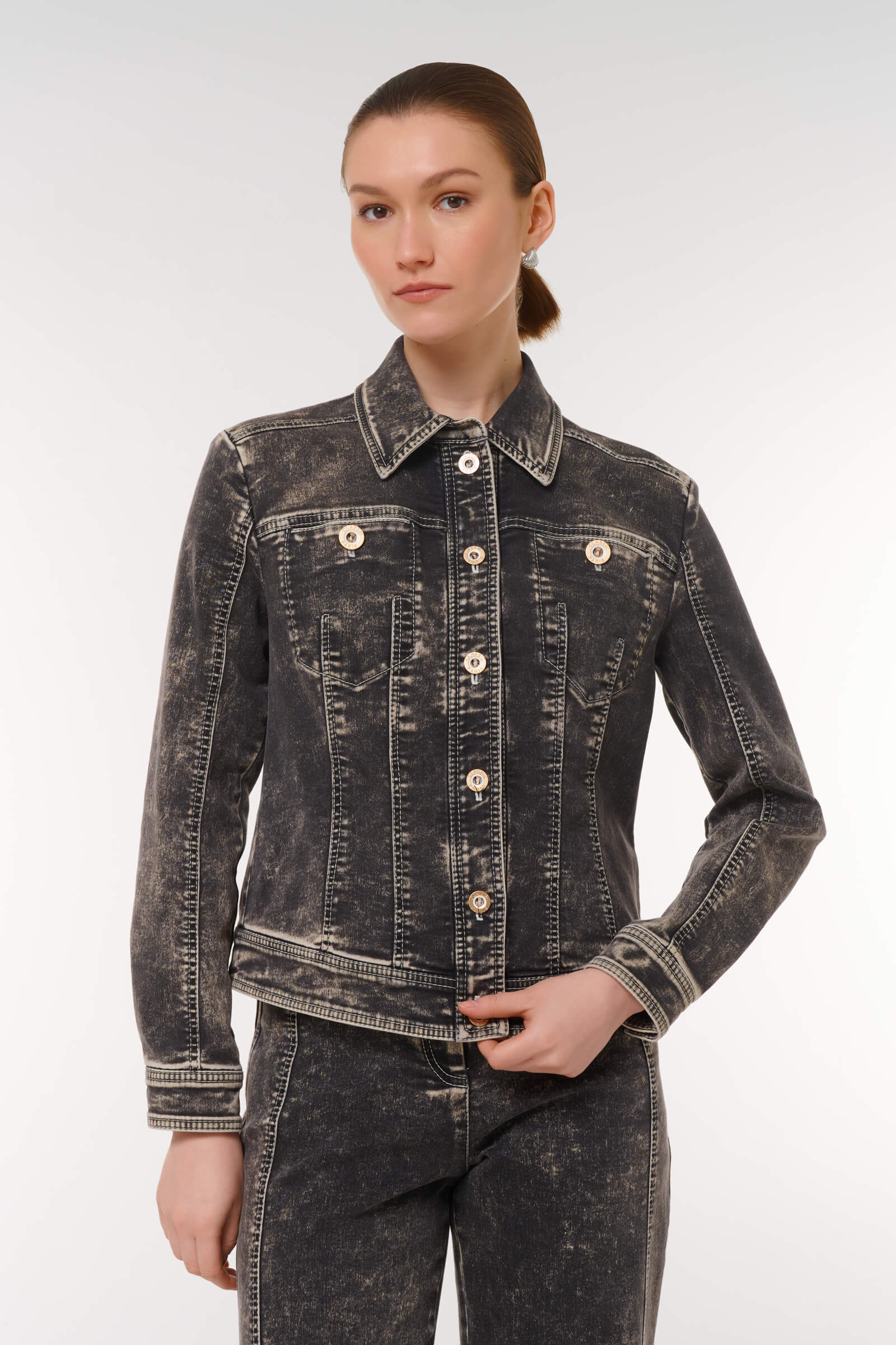 Жакет из денима с вареным эффектом Цвет Серый