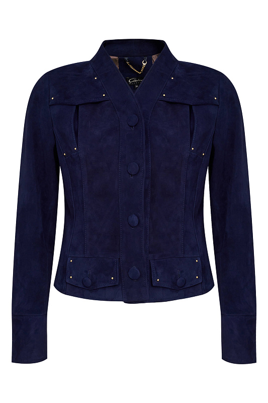 Укороченная куртка из замши Цвет Синий