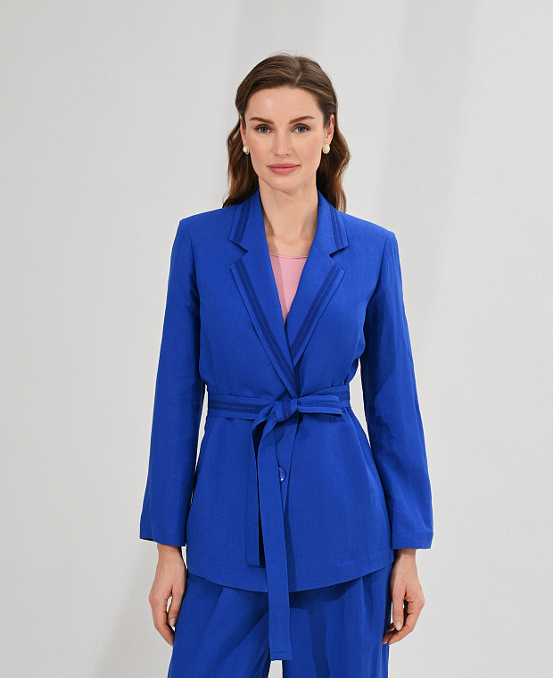 Легкий пиджак с поясом Цвет Синий