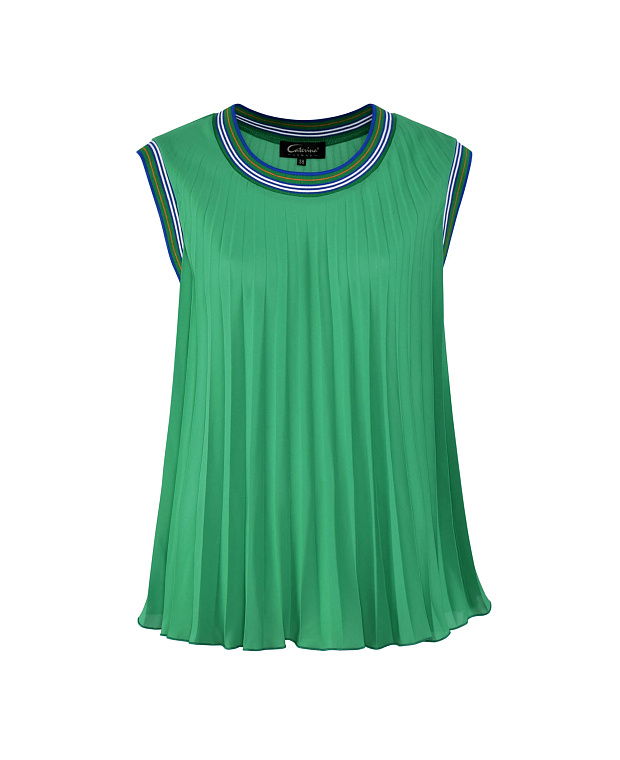 Плиссированная блузка с контрастной отделкой Цвет Зеленый