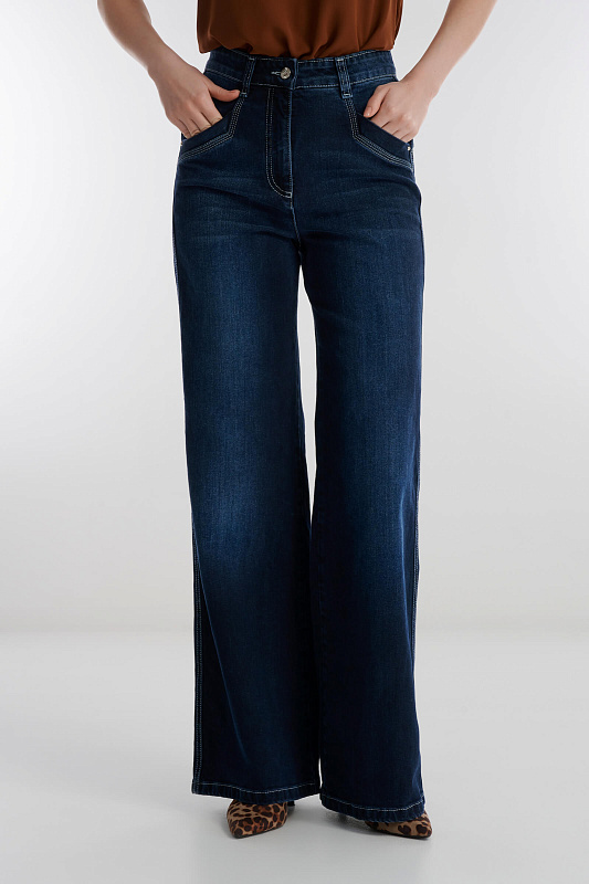 Джинсы с высокой посадкой Цвет Синий