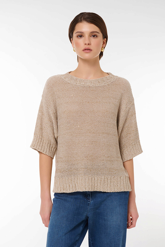 Джемпер с пайетками Цвет Бежевый