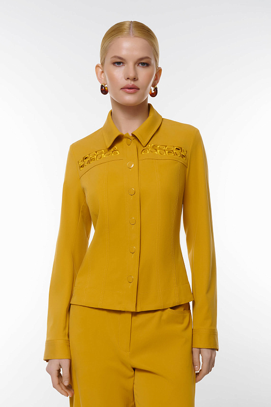Укороченный жакет с вышивкой Цвет Желтый