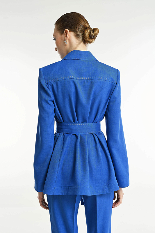 Однобортный пиджак с разрезами Цвет Синий Изображение 2
