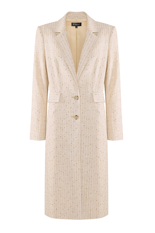 Удлиненный плащ с пайетками Цвет Бежевый