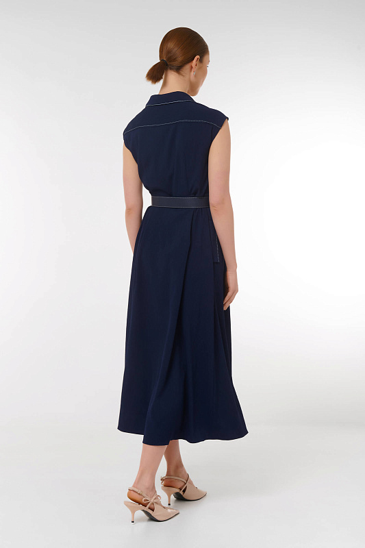 Платье из муслина с вышивкой Цвет Синий Изображение 2