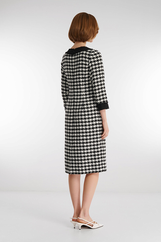 Фактурное платье с декоративной фурнитурой Цвет Черно-белый Изображение 2