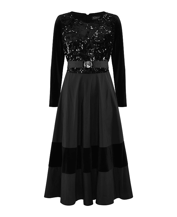 Платье с вышивкой и пайетками Цвет Черный
