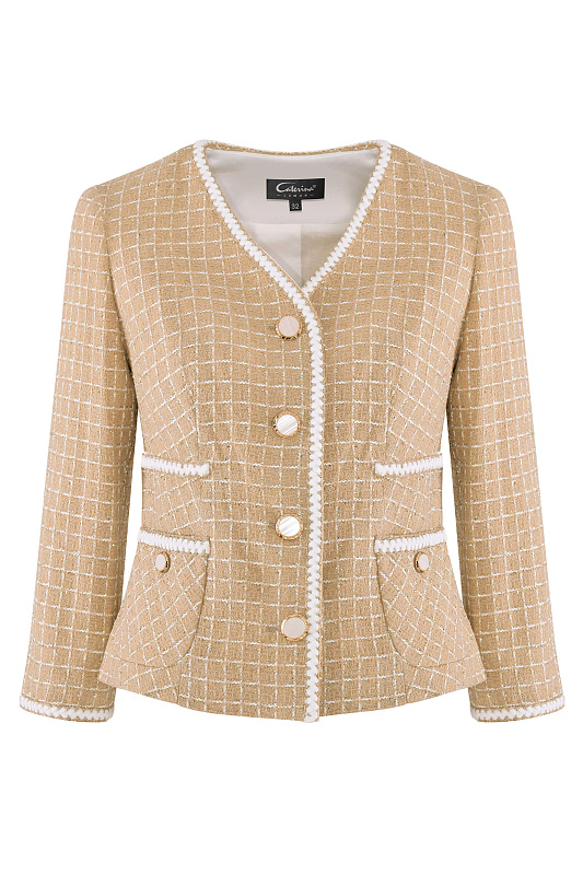 Жакет из твида Цвет Бежевый