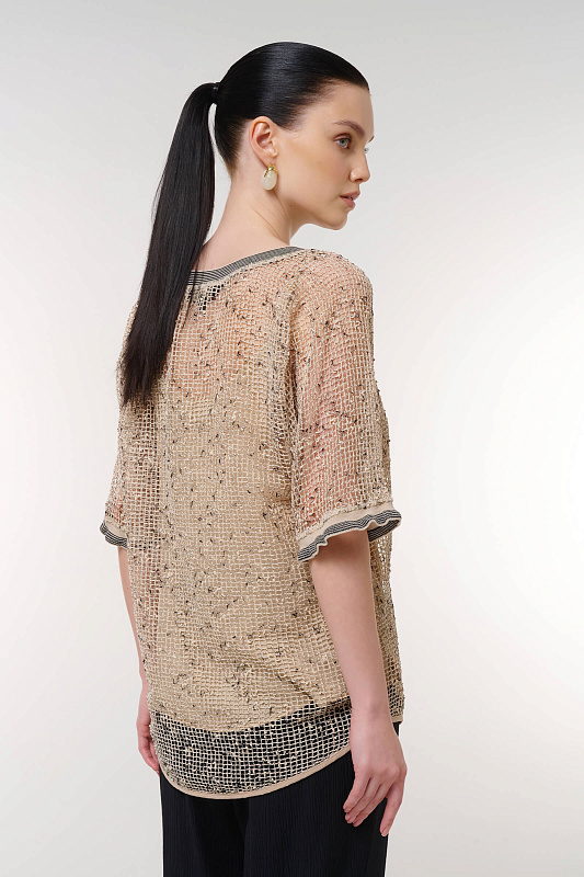 Блузка с перфорацией Цвет Бежевый Изображение 2