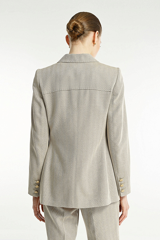Однобортный пиджак с узором «елочка» Цвет Бежевый Изображение 2