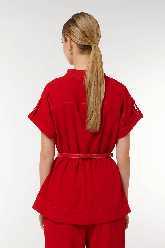 Блузка с ремнем Цвет Красный Изображение 2
