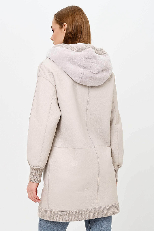 Утепленное двухстороннее пальто с манжетами Цвет Кремовый Изображение 2