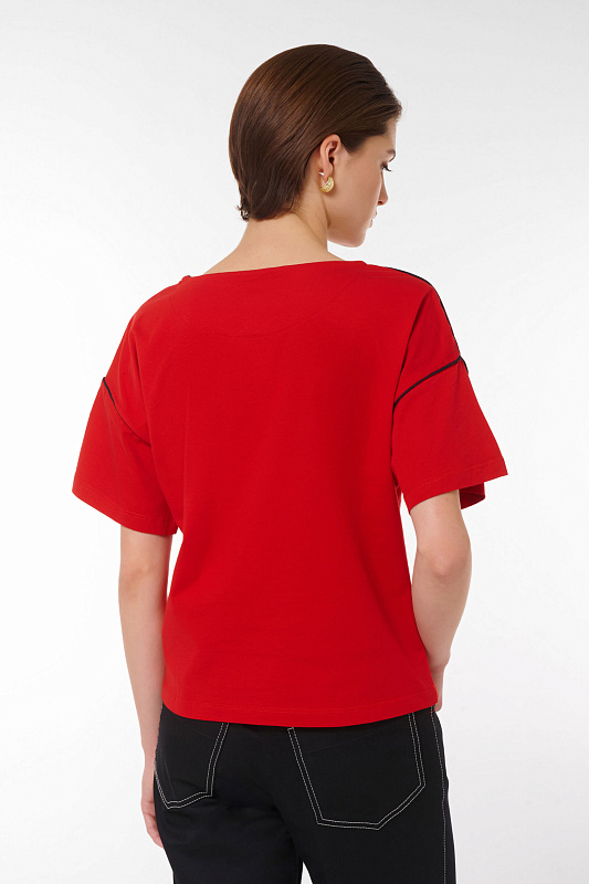 Джемпер с контрастной окантовкой Цвет Красный Изображение 2