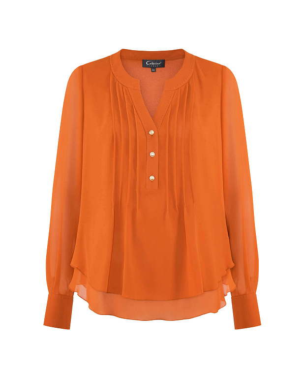 Легкая блузка с полупрозрачными рукавами Цвет Оранжевый