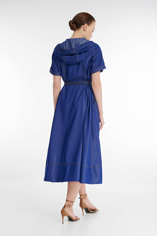 Платье-рубашка с капюшоном Цвет Синий Изображение 2