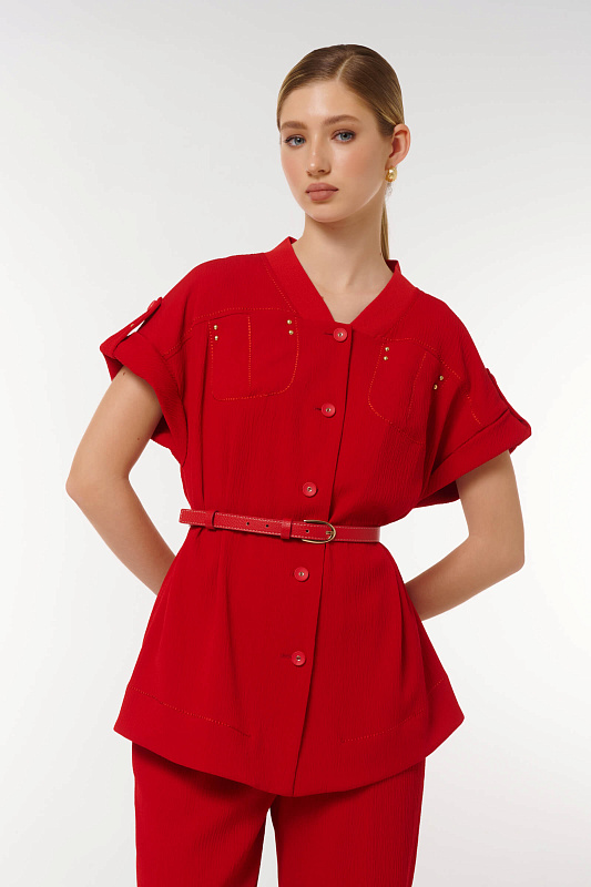 Блузка с ремнем Цвет Красный