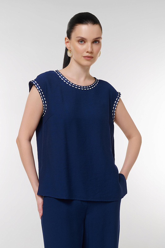 Топ с окантовкой Цвет Синий