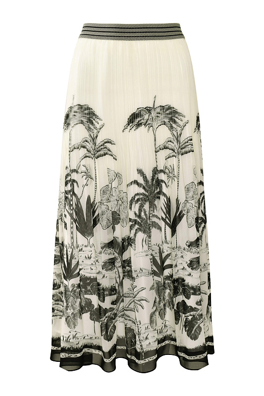 Юбка миди с растительным принтом Цвет Кремовый