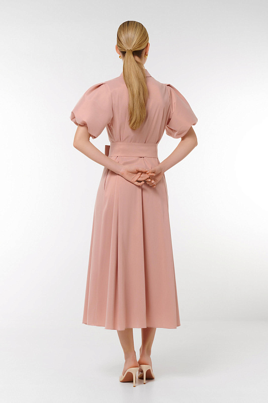 Платье миди с поясом Цвет Розовый Изображение 2