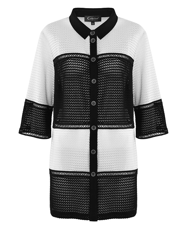 Блузка с перфорацией Цвет Черно-белый