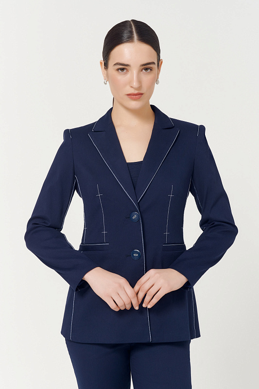 Пиджак с контрастной строчкой Цвет Синий