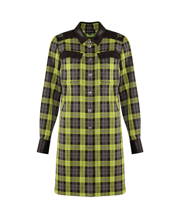 Рубашка свободного силуэта с декором из экокожи Цвет Мультиколор