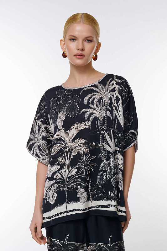 Футболка с растительным принтом Цвет Мультиколор