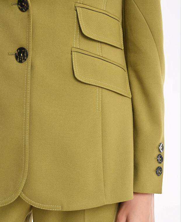 Пиджак с контрастными пуговицами Цвет Оливковый Изображение 2