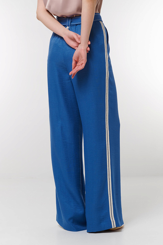 Брюки с контрастной строчкой Цвет Синий Изображение 2