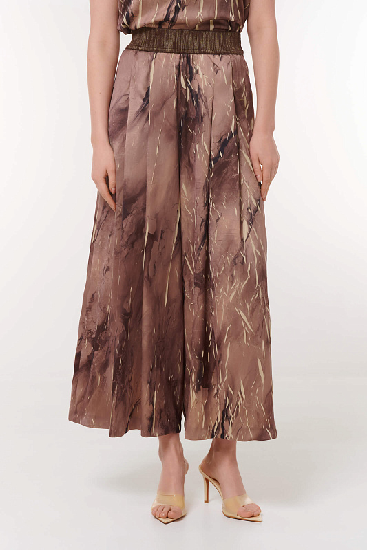 Широкие брюки из фактурной ткани Цвет Коричневый