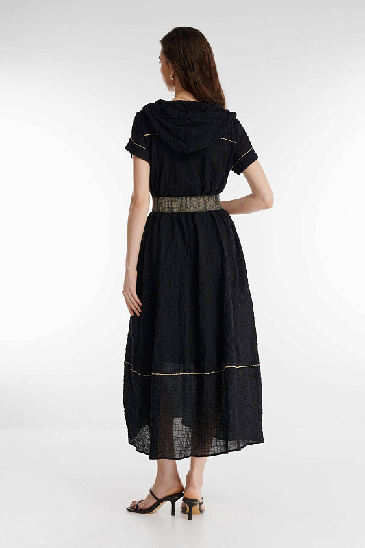 Хлопковое платье с капюшоном Цвет Черный Изображение 2