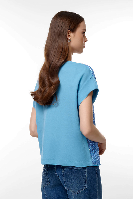 Блузка с пайетками Цвет Синий Изображение 2