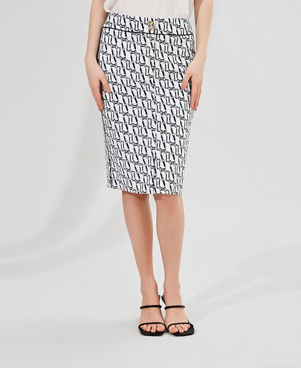 Хлопковая юбка с разрезом Цвет Мультиколор